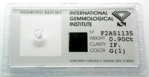 Foto 1 - Diamant IGI 0,90ct Lupenrein Top Wesselton G, D5386