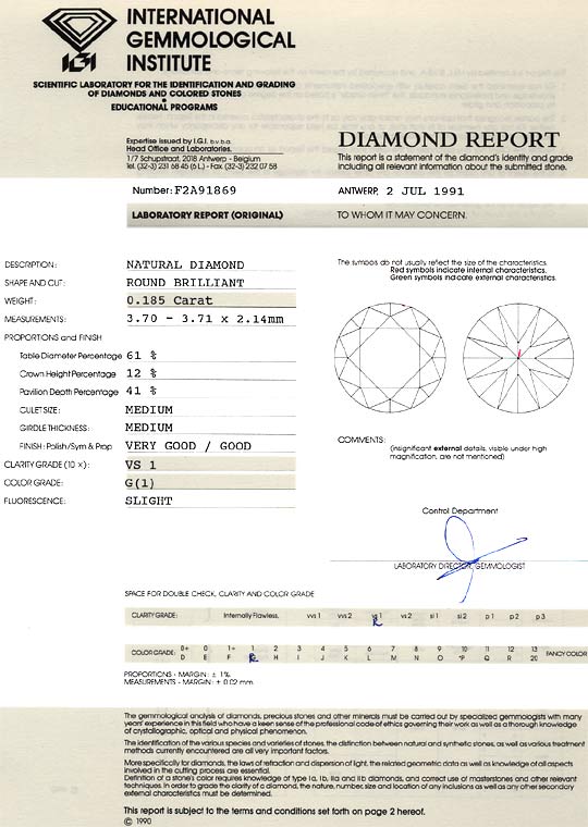 Foto 9 - Diamant 0,185ct Brillant IGI Expterise Top Wesselton VS, D6181