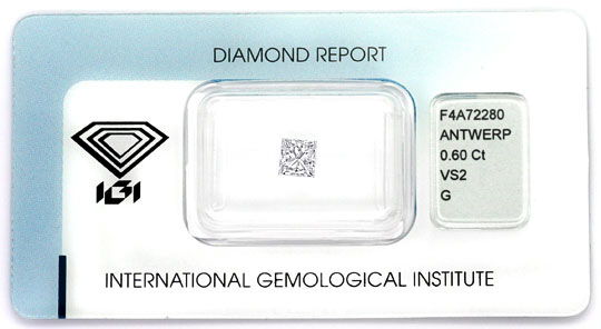 Foto 1 - Diamant im Princess Schliff 0,60ct VS Top Wesselton IGI, D6386