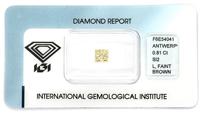 Foto 1 - Princess Cut Diamant 0,81Carat IGI Champagner Farbe SI2, D6687