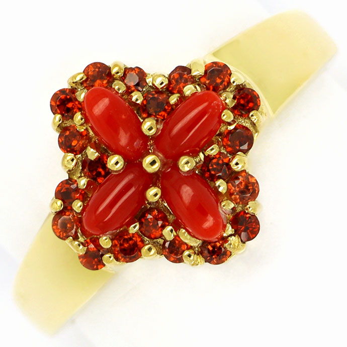 Foto 2 - Bezaubernder Farbsteingoldring mit 24 roten Edelsteinen, R8901