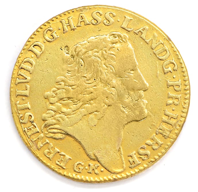Foto 1 - Goldmünze 1 Karoline Ernst Ludwig Hessen-Darmstadt 1733, S0207