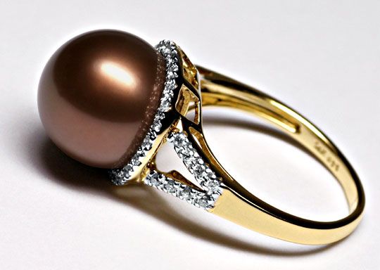 Foto 3 - Original Tahiti Perl Ring, 38 Diamanten Gelbgold, S1130