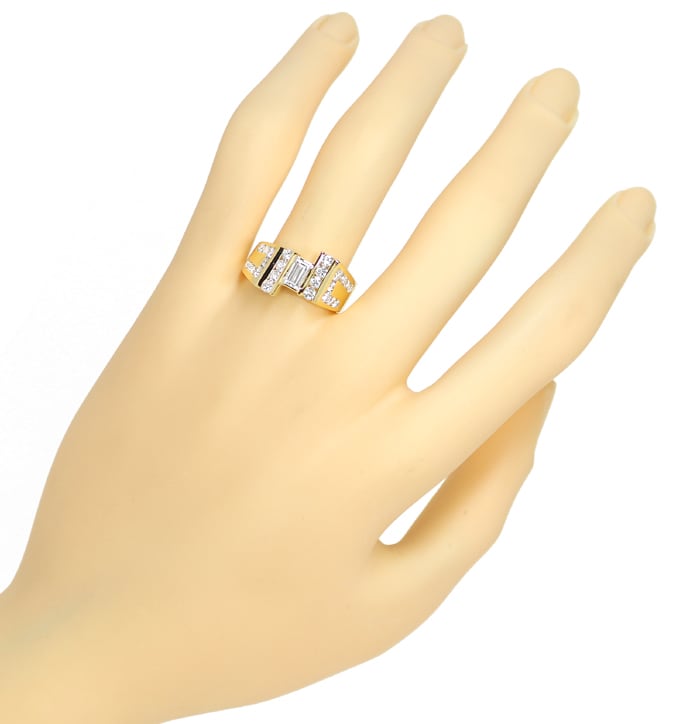 Foto 4 - Design-Gelbgoldring Diamant Baguette und Brillanten 18K, S1598