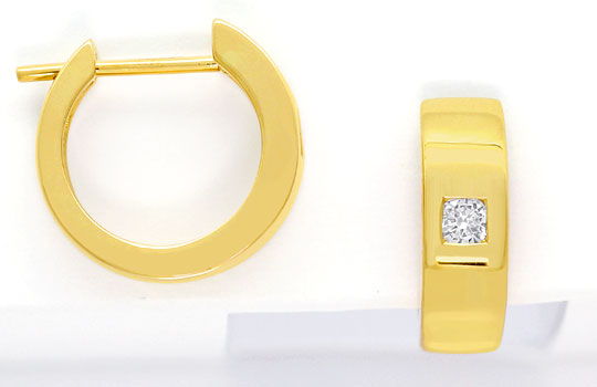 Foto 1 - Diamant-Ohrringe Creolen Brillanten 0,10 River Gelbgold, S4970