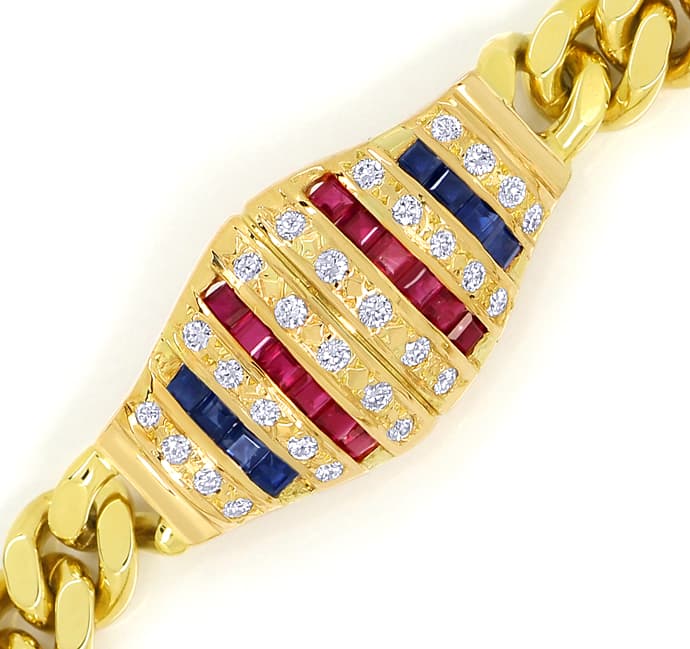 Foto 2 - Armband mit Rubinen Saphiren und Brillanten in Gelbgold, S9991